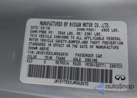 2018 Infiniti Q60 3.0T Luxe from USA, damaged, VIN JN1EV7EK0JM342670